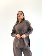 Galaxy Summer Set Embroidered Linen Set
- Brown