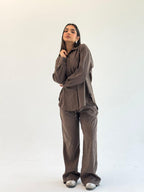 Galaxy Summer Set Embroidered Linen Set
- Brown