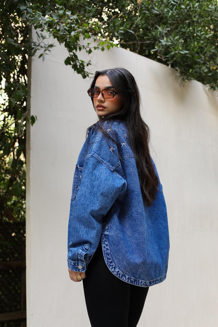 The Bow Denim Jacket -Dark blue