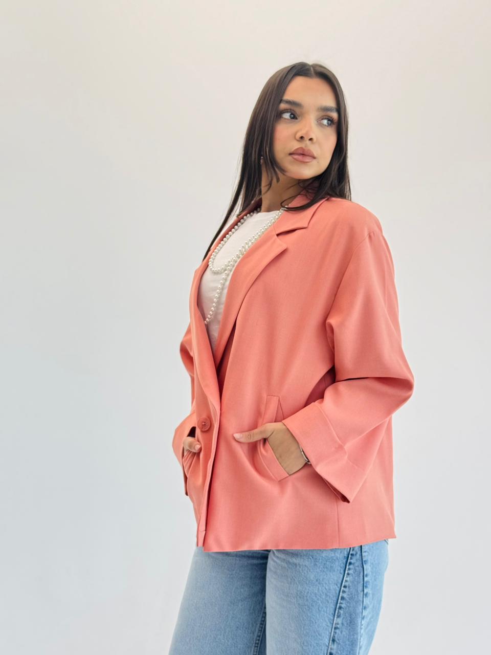 Oversized Summer Blazer-Peachy