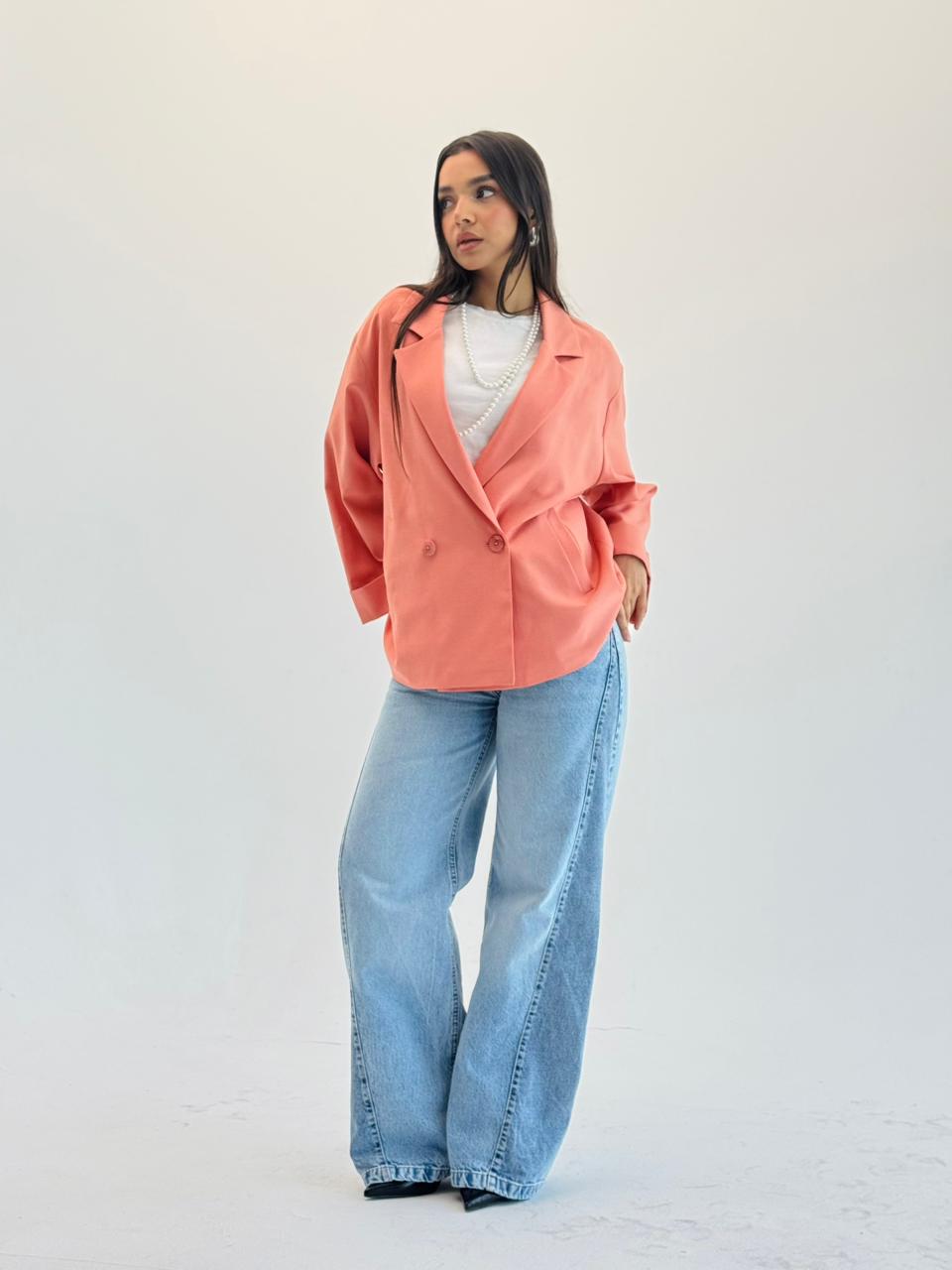 Oversized Summer Blazer-Peachy