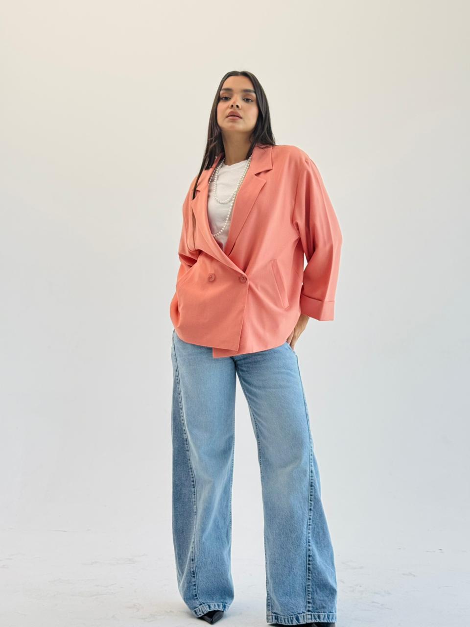 Oversized Summer Blazer-Peachy