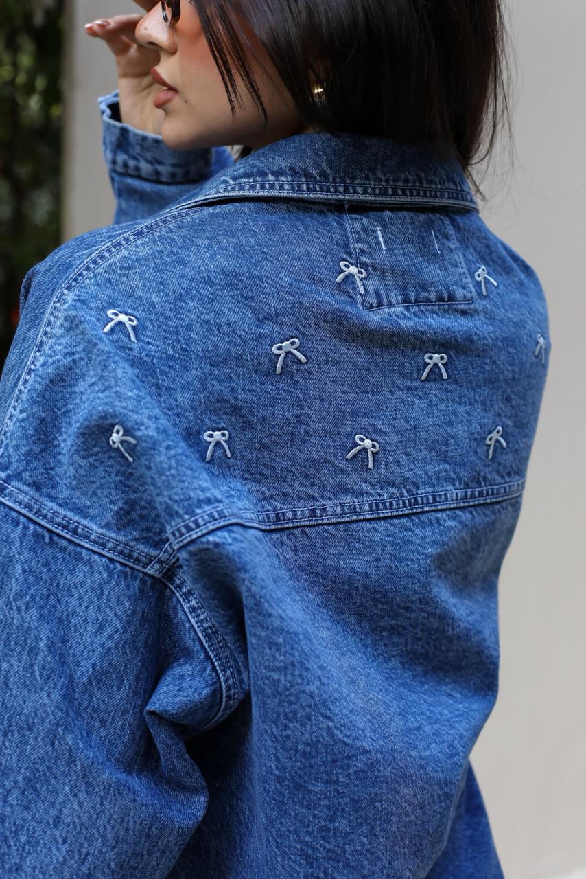 The Bow Denim Jacket -Dark blue