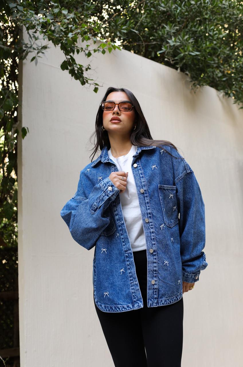 The Bow Denim Jacket -Dark blue