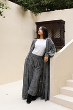 Snipped Summer Cotton Set-Dark Grey