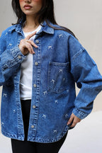 The Bow Denim Jacket -Dark blue