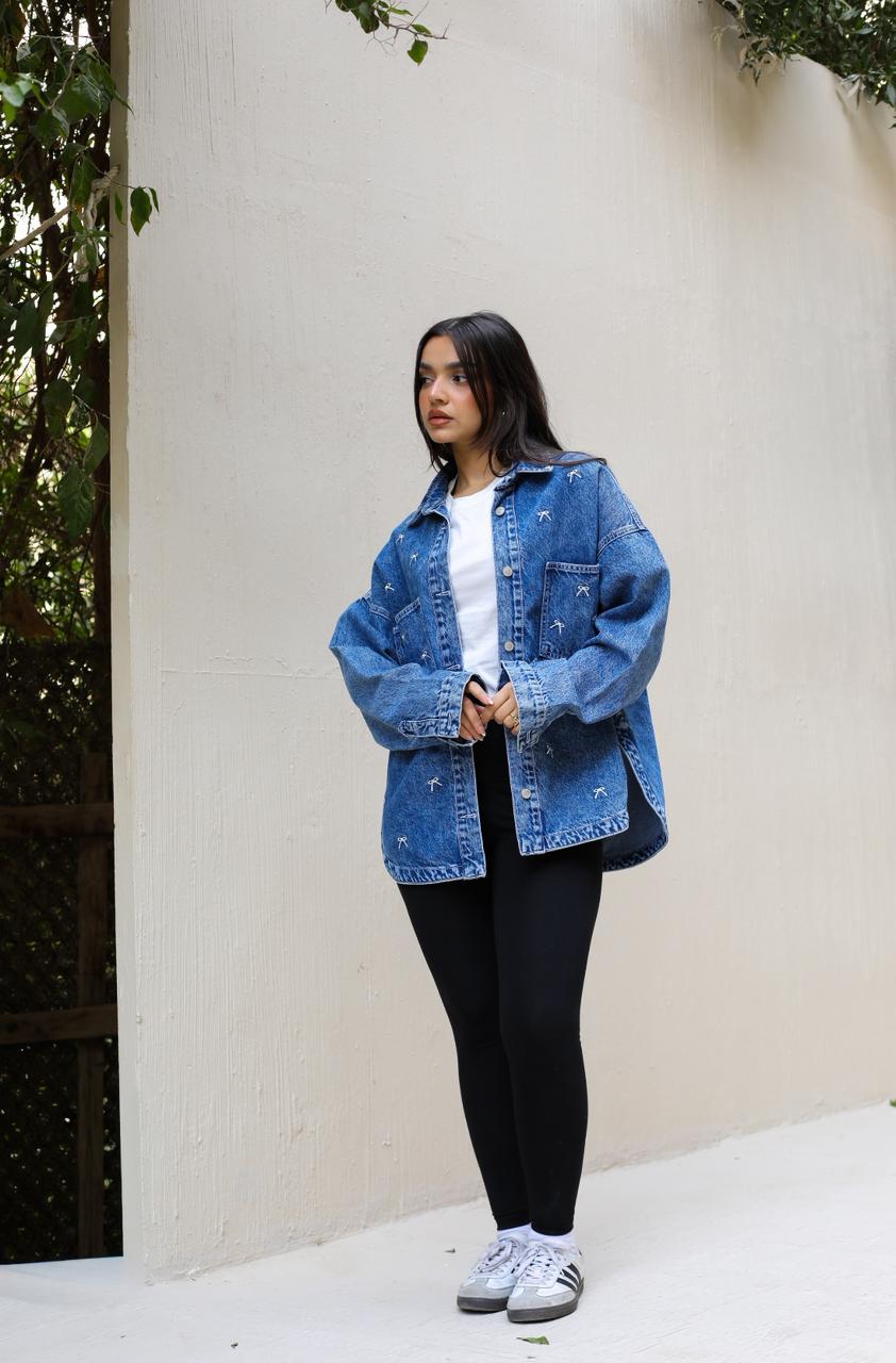 The Bow Denim Jacket -Dark blue