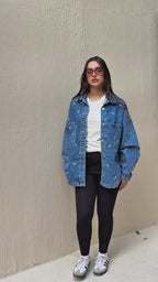 The Bow Denim Jacket -Dark blue