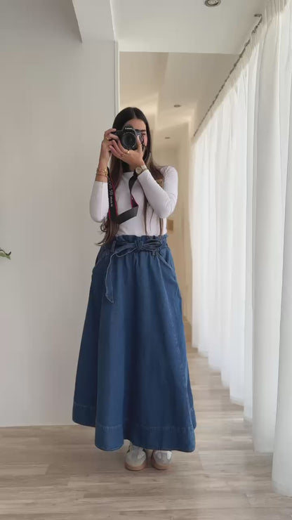Classic Pleated Black Wrap Skirt with Belt-black